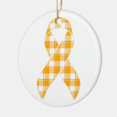 Leukemia Awareness Plaid Orange Ribbon Keramisch Ornament (Links)