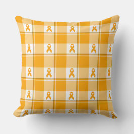 Leukemia Awareness Plaid Orange Ribbon Kussen