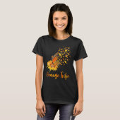 Leukemia Awareness Sunflower Butterfly Orange Ribb T-shirt (Voorkant volledig)
