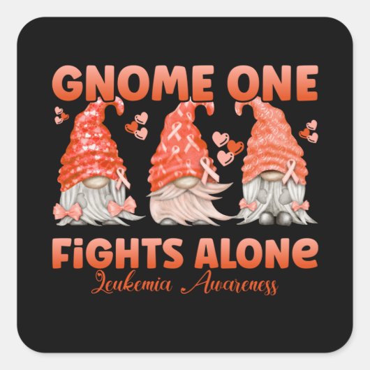 Leukemia Cancer Orange Ribbon Gnome Vierkante Sticker (Voorkant)