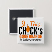 LEUKEMIA Chick Gone Sinaasappel Vierkante Button 5,1 Cm (Voorkant /achterkant)