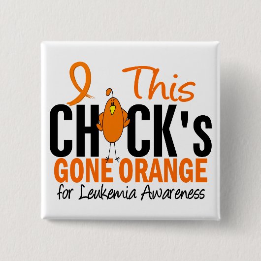 LEUKEMIA Chick Gone Sinaasappel Vierkante Button 5,1 Cm (Voorkant)