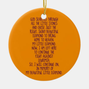Leukemia Memorial gedicht Keramisch Ornament