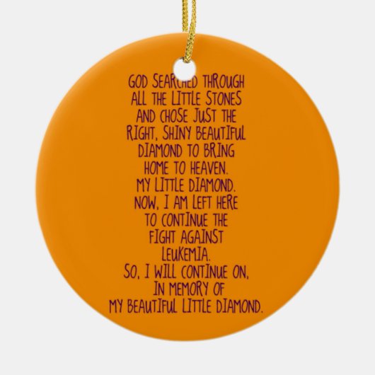Leukemia Memorial gedicht Keramisch Ornament (Voorkant)