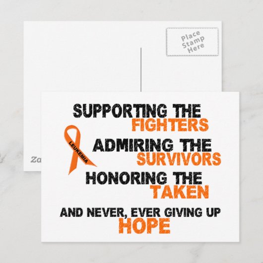 LEUKEMIA ondersteuning van de ontvankelijkheid voo Briefkaart (Voorkant / Achterkant)