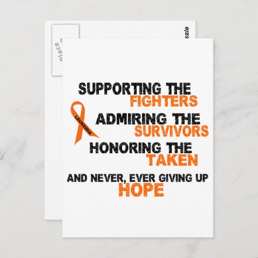 LEUKEMIA ondersteuning van de ontvankelijkheid voo Briefkaart (Voorkant / Achterkant)