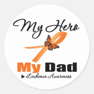 Leukemia Ribbon My HERO My Dad Ronde Sticker