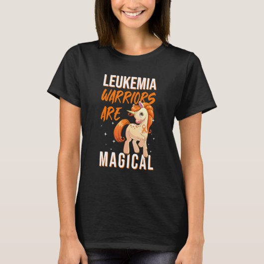 Leukemia Warrior Magical Unicorn Orange Ribbon Hem T-shirt (Voorkant)