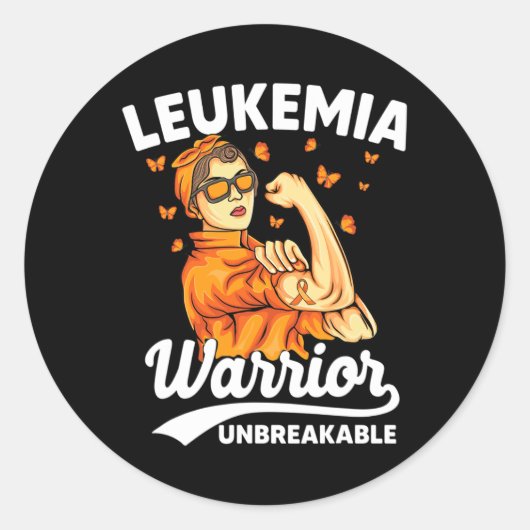 Leukemia Warrior Onbreekbare Ondersteuning Leukemi Ronde Sticker (Voorkant)