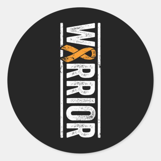 Leukemia Warrior - Verticaal Oranje kankerbewustzi Ronde Sticker (Voorkant)