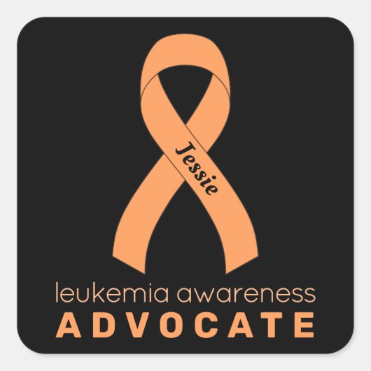 Leukemie Advocate Black Square Sticker (Voorkant)