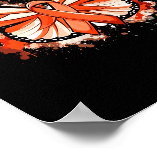 Leukemie Awareness Gifts Oranje Lintvlinder Poster (Hoek)