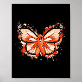 Leukemie Awareness Gifts Oranje Lintvlinder Poster (Voorkant)