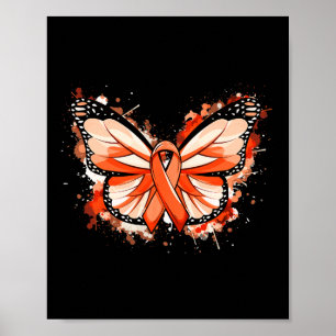 Leukemie Awareness Gifts Oranje Lintvlinder Poster