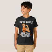 Leukemie Awareness Unbreakable Warrior Oranje Rib T-shirt (Voorkant volledig)