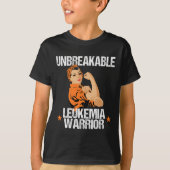 Leukemie Awareness Unbreakable Warrior Oranje Rib T-shirt (Voorkant)