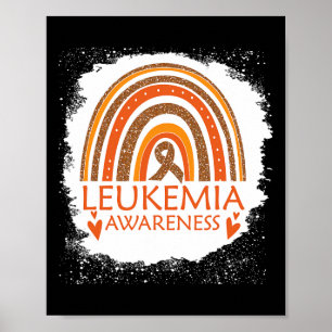 Leukemie Bewustheid Bleken regenboogribbel Oranje  Poster