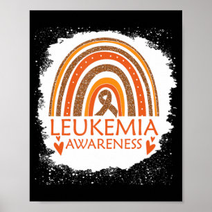 Leukemie Bewustheid Bleken regenboogribbel Oranje  Poster