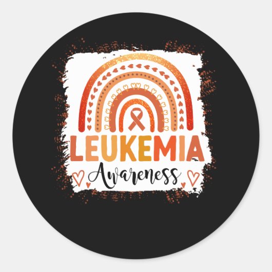 Leukemie Bewustheid Bleken regenboogribbel Oranje  Ronde Sticker (Voorkant)
