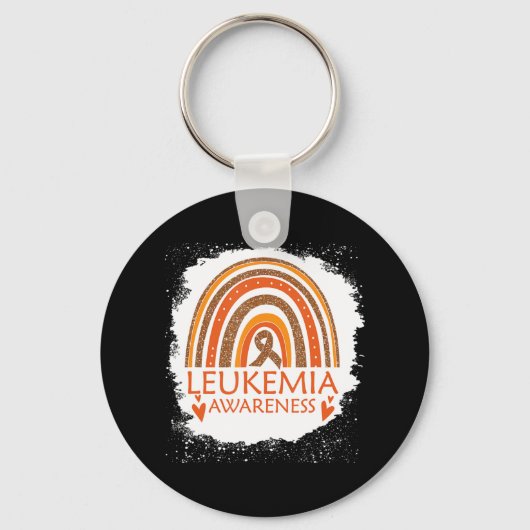 Leukemie Bewustheid Bleken regenboogribbel Oranje  Sleutelhanger (Voorkant)