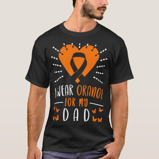 Leukemie Bewustheid Ik Draag Oranje voor mijn vade T-shirt (Voorkant)