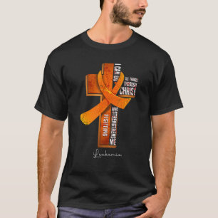 Leukemie Bewustheid Oranje Lint Christelijk Kruis T-shirt