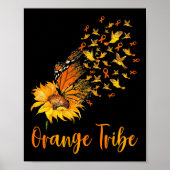 Leukemie Bewustheid Zonnebloem Boterfly Oranje rib Poster (Voorkant)
