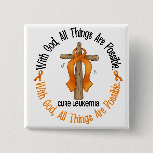 Leukemie Bewustmaking met GOD CROSS Vierkante Button 5,1 Cm (Voorkant)