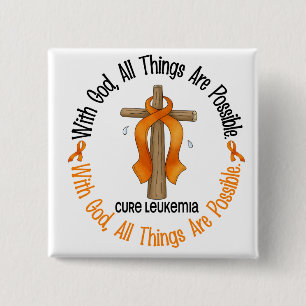 Leukemie Bewustmaking met GOD CROSS Vierkante Button 5,1 Cm