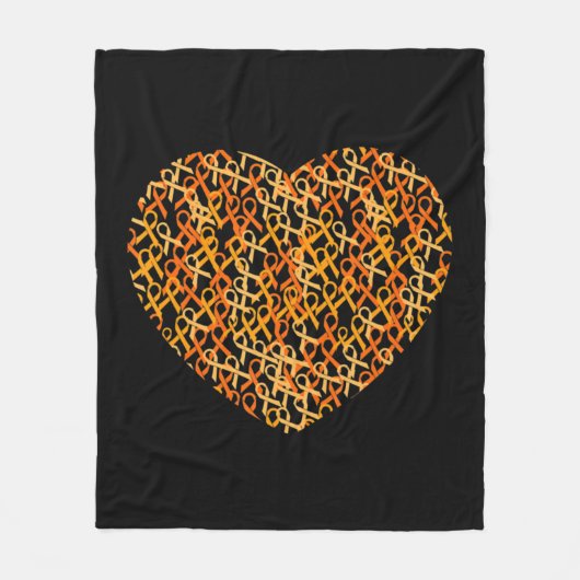Leukemie Bewustmaking Oranje linthart Fleece Deken (Voorkant)
