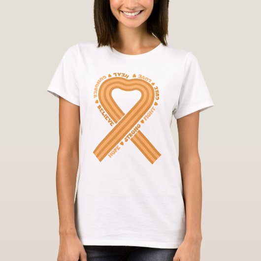 Leukemie Bewustmaking Oranje lintondersteuning T-shirt (Voorkant)