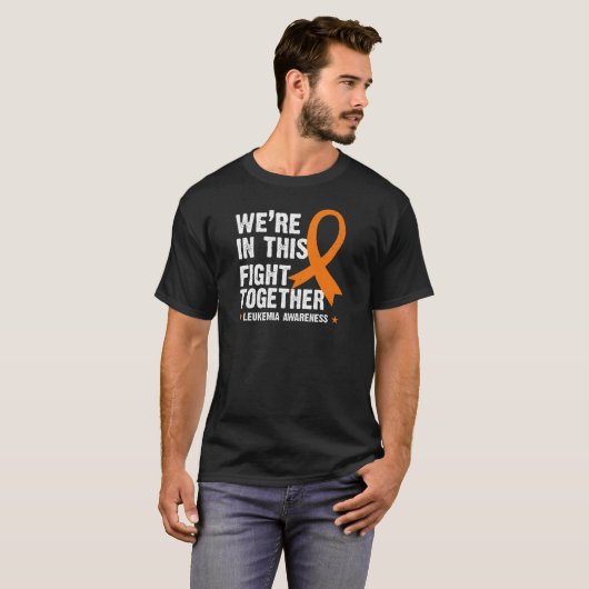 Leukemie Bewustmaking Strijd samen met Oranje lint T-shirt (Voorkant volledig)