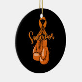 Leukemie Bewustmaking Survivor Oranje Ribbon Boxin Keramisch Ornament (Rechts)