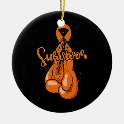 Leukemie Bewustmaking Survivor Oranje Ribbon Boxin Keramisch Ornament (Voorkant)