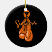 Leukemie Bewustmaking Survivor Oranje Ribbon Boxin Keramisch Ornament (Achterkant)