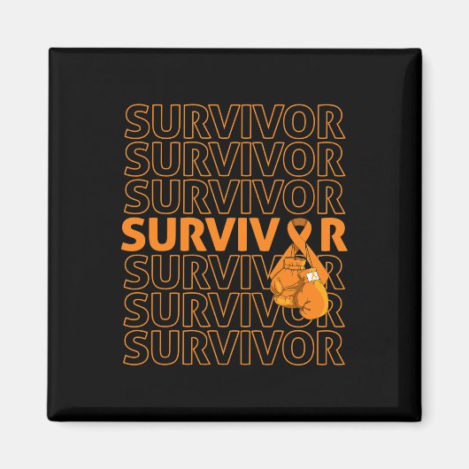 Leukemie Bewustmaking Survivor Oranje Ribbon Boxin Magneet (Voorkant)