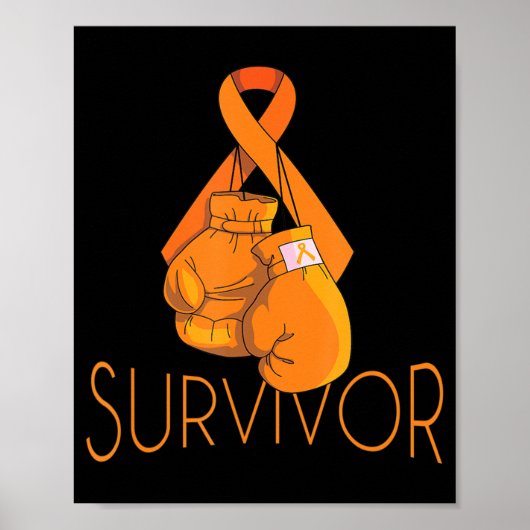 Leukemie Bewustmaking Survivor Oranje Ribbon Boxin Poster (Voorkant)
