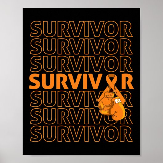 Leukemie Bewustmaking Survivor Oranje Ribbon Boxin Poster (Voorkant)
