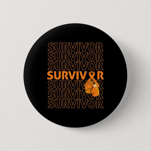 Leukemie Bewustmaking Survivor Oranje Ribbon Boxin Ronde Button 5,7 Cm (Voorkant)