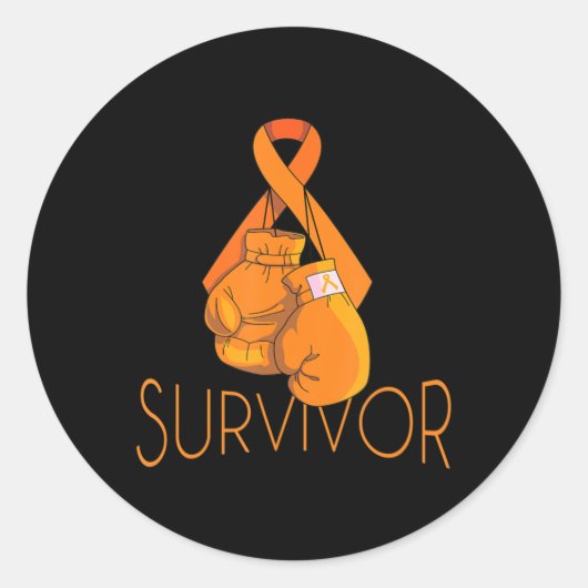 Leukemie Bewustmaking Survivor Oranje Ribbon Boxin Ronde Sticker (Voorkant)