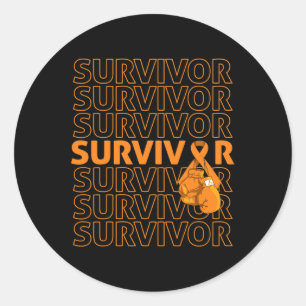 Leukemie Bewustmaking Survivor Oranje Ribbon Boxin Ronde Sticker