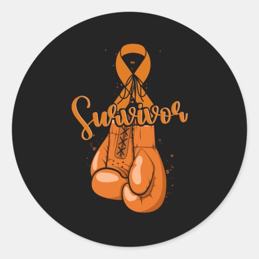 Leukemie Bewustmaking Survivor Oranje Ribbon Boxin Ronde Sticker (Voorkant)