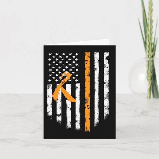 Leukemie Bewustzijn Amerikaanse vlag Oranje lint T Kaart (Voorkant)