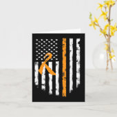 Leukemie Bewustzijn Amerikaanse vlag Oranje lint T Kaart (Gele Bloem)