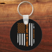  Leukemie Bewustzijn Amerikaanse Vlag T-shirt Gift Sleutelhanger (Voorkant)