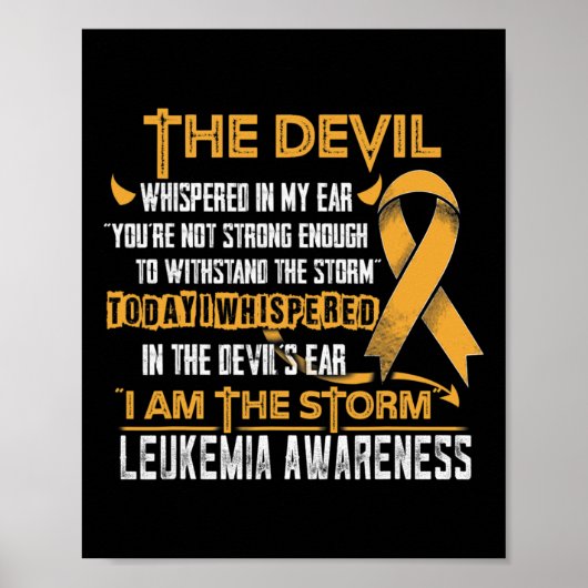 Leukemie bewustzijn Ik ben de Storm Duivel Poster (Voorkant)