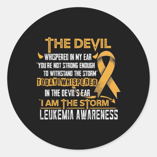 Leukemie bewustzijn Ik ben de Storm Duivel Ronde Sticker (Voorkant)