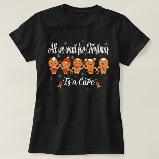 Leukemie Bewustzijn Kerst Gingerbread Schattige T-shirt (Design voorkant)