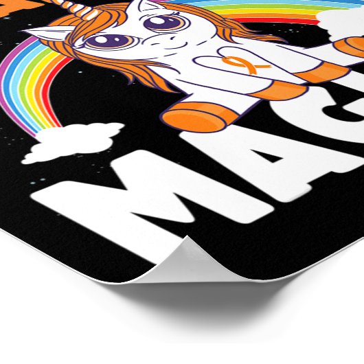 Leukemie Bewustzijn Leuke Magische Eenhoorn Bloedk Poster (Hoek)