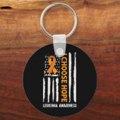 Leukemie Bewustzijn Leukemie Kanker USA Flag Sinaa Sleutelhanger (Voorkant)